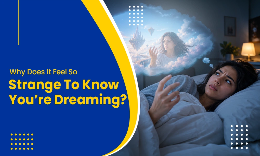Woman experiencing a vivid dream while sleeping, illustrating why lucid dreaming feels so strange.